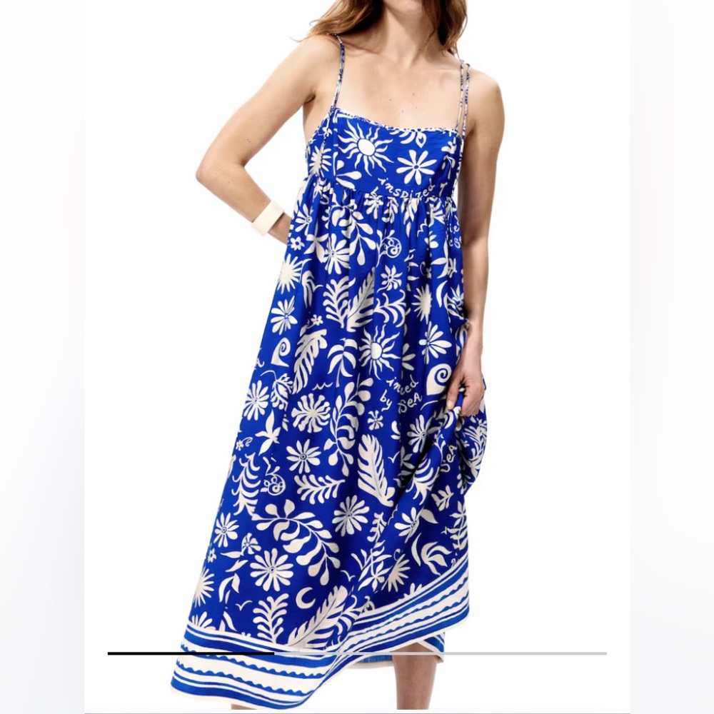 H&M tie shoulder strap midi dress XS